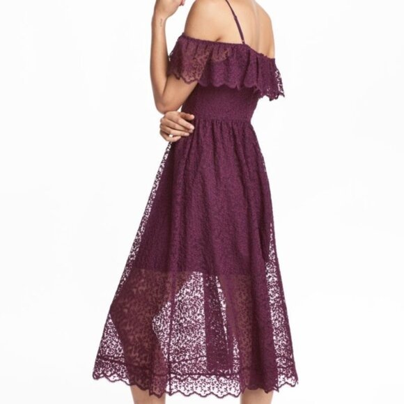 H&M Dresses & Skirts - H&M Lace Burgundy Midi Dress Size 6 Dark Purple NWT